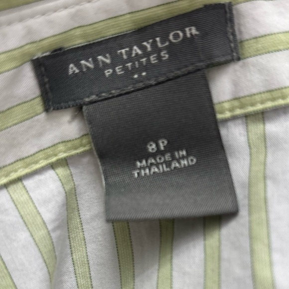 Ann Taylor Petites Green Striped Women's Top - Picture 3 of 3